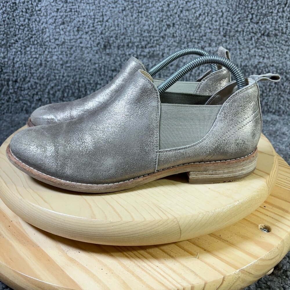 Clarks Edenvale Page Chelsea Boot Womens Size 9.5 Leather Metallic Pewter Ankle